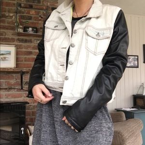 Steve Madden jean jacket leather sleeves